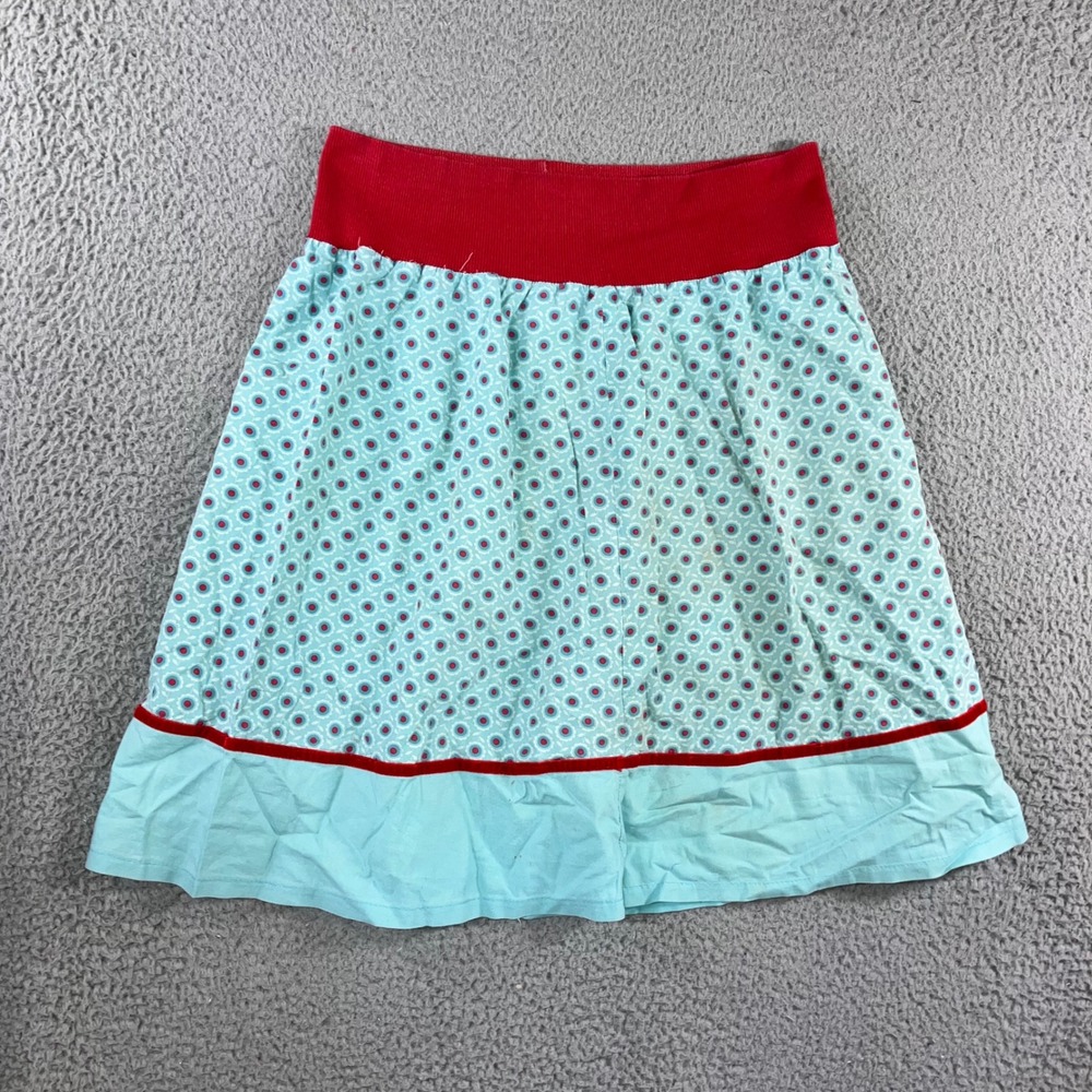 Vtg Retro Medallion Skirt Women L Knee Length Artsy 80s Boho Ruffle Velvet Trim